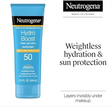 Neutrogena Hydro Boost Moisturizing Water Gel Sunscreen Lotion with Broad Spectrum SPF 50, Water-Resistant & Non-Greasy Hydrating Sunscreen Lotion, Oil-Free, 3 fl. oz, 3 Pack - Image 3