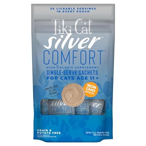 Tiki Cat Silver Comfort Mousse, Chicken & Chicken Liver, High-Calorie Formulated for Older Cats Aged 11+, Senior Wet Cat Food, 5.6 oz Pouch (20 Individual Servings) (Pack of 8) - Image 1
