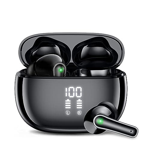 HUIFU Ear Buds Wireless Earbuds - Bluetooth Headphones 40H Playtime LED Display Deep Bass Stereo in-Ear Earphones with IPX7 Waterproof for iPhone Android Phone Tablet Laptop, Black - Image 1