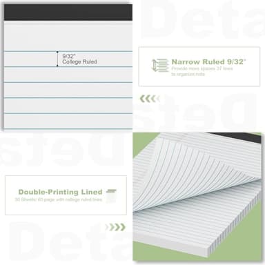 Legal Pads 8.5 x 11 inch Notepad, 2 Pack White Note Pads 8.5'' x 11'' for Work, Double-Side Printed Lined Paper Pads College Ruled White Notepads 30 Sheets Per Writing Pad for School, Home, Office - Image 3
