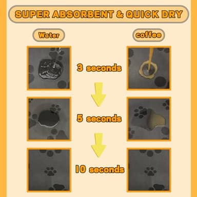 18"×30" Dog Food Mat-Absorbent Dog Mat for Food and Water, No Stains Quick Dry Cat Food Bowl Mat with Footprints for Messy Drinkers,Dark Grey - Image 2
