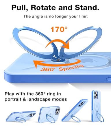 TORRAS 360° Spin Magnetic Stand for iPhone 16 Pro Max Case, Fit for MagSafe, Military Grade Protective Case for iPhone 16 Pro Max Phone Case Ostand with Kickstand Rotatable, Sapphire Blue, 6.9 inch - Image 2