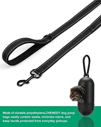 Heavy Duty Dog Leash with 2 Handles - 6ft Reflective Anti-Pull Leash for Large Dogs, Padded Traffic Handle for Control, Durable Nylon Training Lead (Black) - Image 3