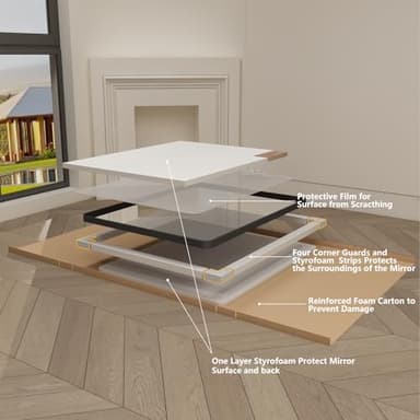 CHARMOR 24x36 Inch Black Framed Mirror for Wall, Matte Black Bathroom Rectangle Mirror, Rounded Corner, Anti-Rust (Horizontal/Vertical) - Image 8
