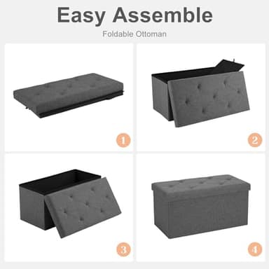 Sweetcrispy 30 Inches Folding Storage Ottoman Bench, End of Bed Foot Rest Stools Ottoman Storage Chest with Padded Seat for Bedroom, Living Room, Entryway, Holds up to 660 lb, Deep Grey - Image 6