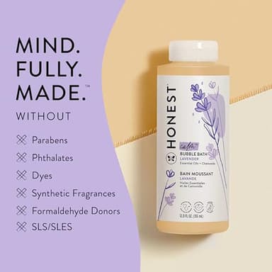 The Honest Company Foaming Bubble Bath | Gentle for Baby | Naturally Derived, Tear-free, Hypoallergenic | Lavender Calm, 12 fl oz - Image 5