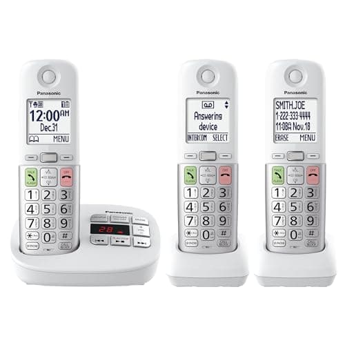 Panasonic Cordless Phone, Easy to Use with Large Display and Big Buttons, Flashing Favorites Key, Built in Flashlight, Call Block, Volume Boost, Talking Caller ID, 2 Cordless Handsets - KX-TGU433W - Image 1