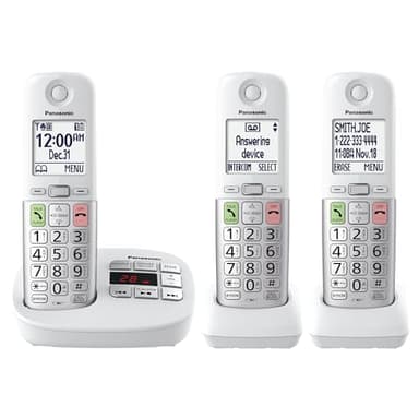 Panasonic Cordless Phone, Easy to Use with Large Display and Big Buttons, Flashing Favorites Key, Built in Flashlight, Call Block, Volume Boost, Talking Caller ID, 2 Cordless Handsets - KX-TGU433W - Image 1