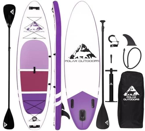 Polar Outdoors by Roc Inflatable Stand Up Paddle Board with Premium SUP Paddle Board Accessories, Wide Stable Design, Non-Slip Comfort Deck for Youth & Adults (Orchid) - Image 1