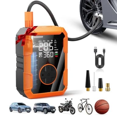 Lazyshine Portable Air Pump for Car Tires, 150 PSI Tire Inflator Cordless with LED Light, Rechargeable Auto Shut-off Air Compressor 2X Fast Inflation Tire Pumps for Car Bike Motorcycle Ball - Image 1