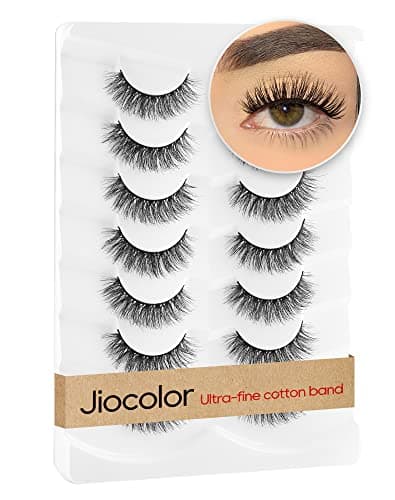 Jiocolor Fake Lashes Natural Look Wispy Fluffy Lashes 3D Faux Mink Lashes False Eye Lashes Reusable 7 Pairs False Eyelashes 13MM - Image 1
