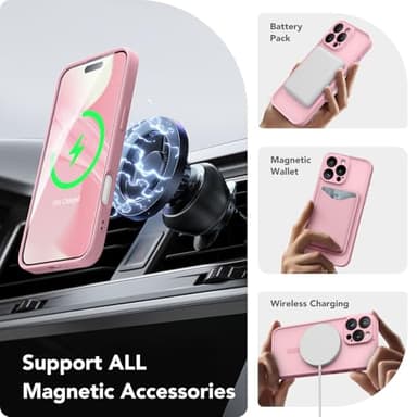 CAPRARO Magnetic Compatible with iPhone 16 Pro Max Case, Upgraded [Full Camera Protection] [Compatible with MagSafe] Protective Translucent Matte Women Phone Case Cover, Peach Pink - Image 3