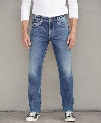 Silver Jeans Co. Men's Eddie Athletic Fit Tapered Leg Jeans, Dark Wash SOC344, 42W x 34L - Image 6