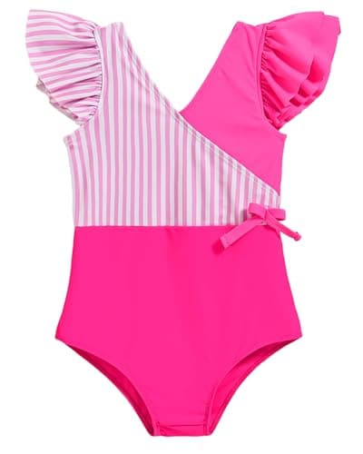 Toddler Bathing Suit Girl 3T 4T Swimsuit Girls One Piece Girls Swimsuit Bathing Suit Beach Essentials Pink Block Summer Swimwear - Image 1