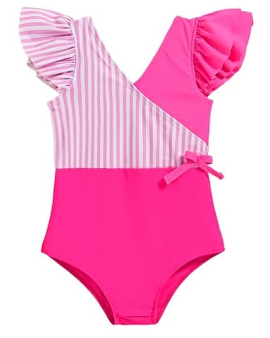Toddler Bathing Suit Girl 3T 4T Swimsuit Girls One Piece Girls Swimsuit Bathing Suit Beach Essentials Pink Block Summer Swimwear - Image 1