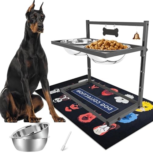 SHAINFUN Elevated Dog Bowls for Large Dogs and Extra Large Sized Dog Raised Dog Bowl Stand Adjustable Height with Two 3000ML(13-14cups) Stainless Steel Dog Food Bowls Metal Elevated Dog Bowl Stand - Image 1