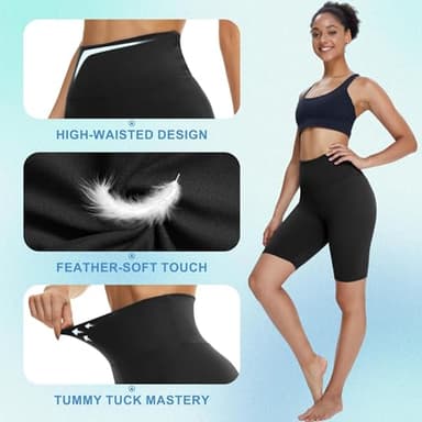 TNNZEET Biker Shorts Women - 8"/5"/3" High Waisted Tummy Control Workout Gym Spandex Booty Yoga Volleyball Shorts A-Black - Image 3