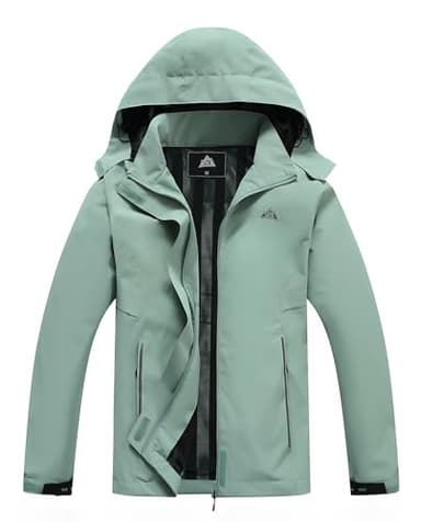 MOERDENG Women's Waterproof Rain Jacket Lightweight Raincoat Hooded Hiking Jacket Softshell Windbreaker - Image 1