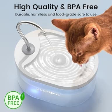 Cat Water Fountain, 100oz/3L Cat Fountain, Super Silent Pet Water Fountains for Cats Indoor, LED Water Level Alarm Light, Faucet Cat Fountain with Quiet Pump for Cats Dogs, BPA-Free, Easy Clean-White - Image 6