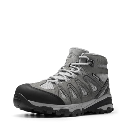 NORTIV 8 Women's Waterproof Hiking Boots Outdoor Trekking Camping Trail Hiking Boot Seeker,Size 5,Light Grey,Seeker - Image 1