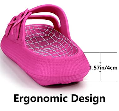 Weweya Hot Pink Pillow Slippers For Women Non Slip Quick Drying Shower Slides Bathroom Sandals Hot Pink Women Size 7 7.5 - Image 4