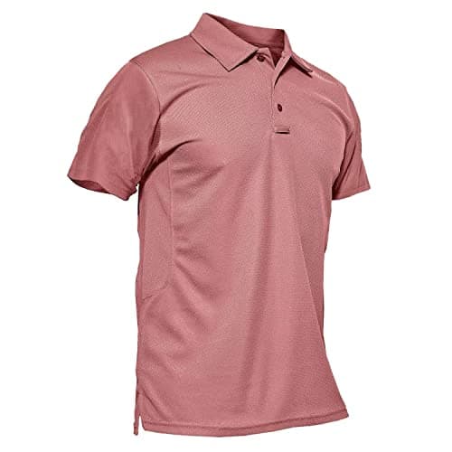 MAGCOMSEN Polo Shirts for Men T Shirts Golf Shirts Pique Short Sleeve Combat Shirt Tactical Shirt Grey Pink XXL - Image 1