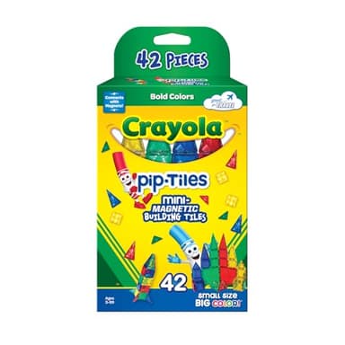 CreateOn Crayola Mini Magnetic PIP-Tiles, Building Set for Kids, Magnetic Building Toys for Kids, STEM Travel Toys for Boys and Girls Ages 3+, 42-Piece Set (Bold) - Image 2