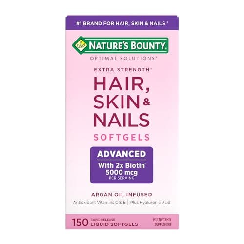 Nature's Bounty Advanced Hair, Skin & Nails, Argan-Infused Vitamin Supplement with Biotin and Hyaluronic Acid, 150 Rapid Release Softgels, 50 Total Servings - Image 1