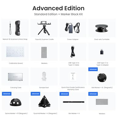 Revopoint MetroX 3D Scanner for 3D Printing, Handheld 3D Printer Scanner Blue Laser Scan, Metrology-Grade Precision 0.01mm for Metal Dark Object, Up to 60fps Speed, Support Windows macOS, Advanced - Image 5