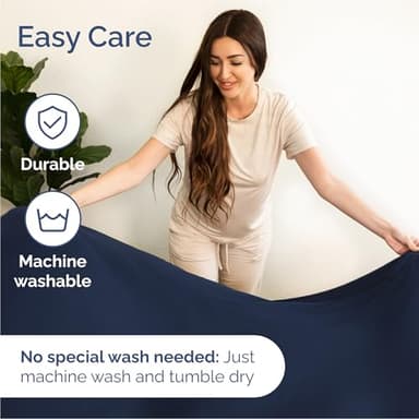 Cal King Size 4 Piece Sheet Set - Comfy Breathable & Cooling Bed Sheets Set - Hotel Luxury Bedding for Women, Men, Kids, Teens, Boys & Girls - Deep Pockets, Soft, Wrinkle Free - Oeko-Tex - Navy Blue - Image 7