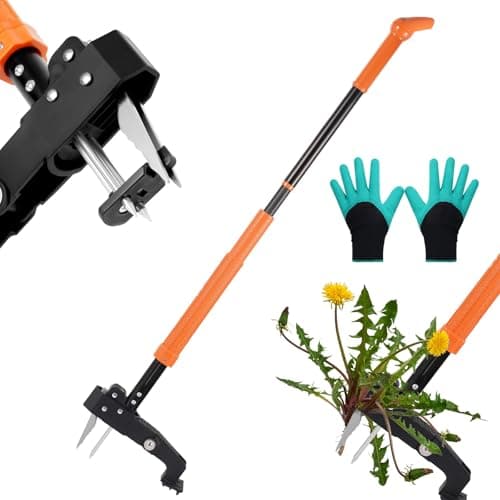 DOUBFIVSY Weed Puller Tool, 39"- 47" Heavy Duty Stand Up Weed Puller Adjustable Long Handle, 4-Claw Steel Head, Easy-Eject Mechanism Weed Remover Tool for Garden Lawn, Remove Weeds Without Bending - Image 1