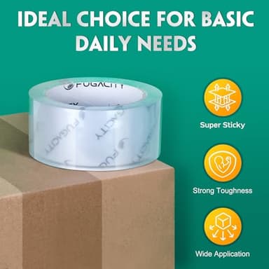 FugaCity Clear Packing Tape Refills (36 Rolls),Heavy Duty Packaging Tape for Moving Sealing, Moving Supplies,2.7 Mil Thick, 1.88 in Wide,65 Yards Per Roll,Total 2340 Yards - Image 4