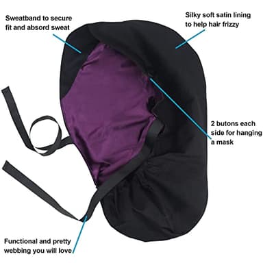 ABAMERICA Ponytail Scrub Caps for Women Surgical Caps Nurse Hat with Functional Ponytail Holder for Long Hair, Single or Satin-Lined - Image 4