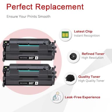 Jeostarky Compatible 057 Toner Cartridge with Display Capacity Chip Replacement for Canon 057 057H CRG-057 Works with Canon imageCLASS MF455dw MF445dw LBP226dw LBP227dw LBP228dw Printer(057 Black x2 ) - Image 3