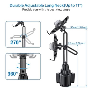 Miracase 2025 Upgraded Universal Cup Phone Holder for Car, [Rotatable & Adjustable] Long Neck Car Cup Holder Phone Mount Compatible with iPhone, Samsung, Google & More Smartphones - Image 5