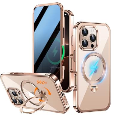Upholyee [360° Rotatable CD Stand & Built-in Privacy Screen Magnetic Case for iPhone 16 Pro Max [Compatible with MagSafe & Full Signal] Shockproof Full Body Anti-Spy Cover for 16 Pro Max-Desert Gold - Image 1