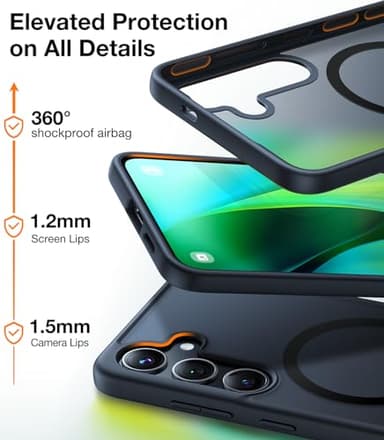 TORRAS Magnetic Shockproof Designed for Samsung Galaxy S24 Plus Case [Military Grade Drop Tested] [Compatible with MagSafe] Translucent Slim Hard Protective Case for S24 Plus Case, Black - Image 5