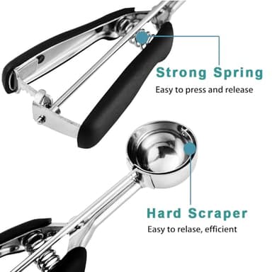 HOMURE H Cookie Scoop 2 Tablespoon, Size #40 Cookie Dough Scoop, 2 Tbsp/ 30 ml/ 1 oz Cookie Scoops for Baking, Spring-Loaded, 18/8 Stainless Steel, Comfortable Grip - Image 3