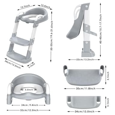 Zieyeen Potty Training Seat with Step Stool Ladder, Toddler Potty Training Toilet for Boys Kids, Potty Chair Adjustable Potty Seat for Toilet with Anti-Slip Wide Steps Splash Guard Safety Handles - Image 6