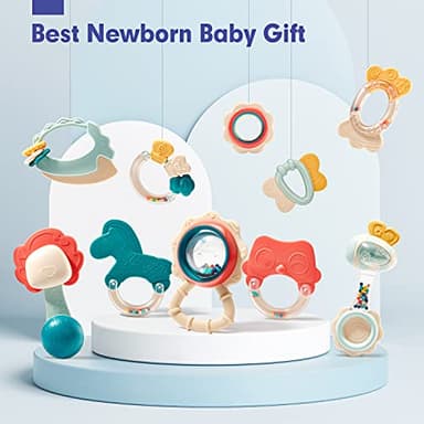 hahaland Baby Toys 0-6 Months - Baby Rattles Teething Toys 3-6 Month, Infant Toys 6-12 Months, Teether Grasping Shaker Toy 3 4 5 6 Month Old Must Haves Neutral Gifts Christmas Baby Stocking Stuffers - Image 8