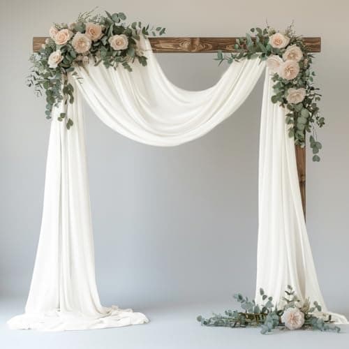 Xiomot Wedding Arch Draping Fabric 1 Panel 28.7" x 20FT Ivory Sheer Chiffon Backdrop Drapes for Wedding Ceremony Birthday Party Bridal Shower Outdoor Decoration - Image 1