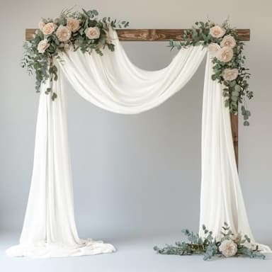 Xiomot Wedding Arch Draping Fabric 1 Panel 28.7" x 20FT Ivory Sheer Chiffon Backdrop Drapes for Wedding Ceremony Birthday Party Bridal Shower Outdoor Decoration - Image 1