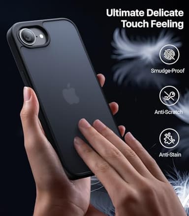 Eastinbox iPhone 16e Case [16FT Military Grade Drop Protection] Anti-Slip, Anti-Scratch, Slim Frosted Matte Translucent Cover 16e Phone Case for iPhone 16 e case 6.1", Frosted Black - Image 5