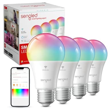 Sengled WiFi Color Changing Light Bulb, Alexa Smart Light Bulbs that Compatible with Alexa & Google Assistant, A19 RGB No Hub Required, 75 W Equivalent 800LM CRI>90, Set of 4 - Image 1