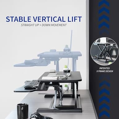 VIVO 36 inch Desk Converter, K Series, Height Adjustable Sit to Stand Riser, Dual Monitor and Laptop Workstation with Wide Keyboard Tray, Black, DESK-V036KB - Image 5