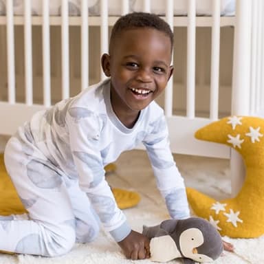 Burt's Bees Baby Baby Boy's Pajamas, 2-Piece Sleeve Tee and Long Pant Cotton PJ Set, Sizes Months to 12 Years, Hello Moon Light Blue, 3 Toddler - Image 3
