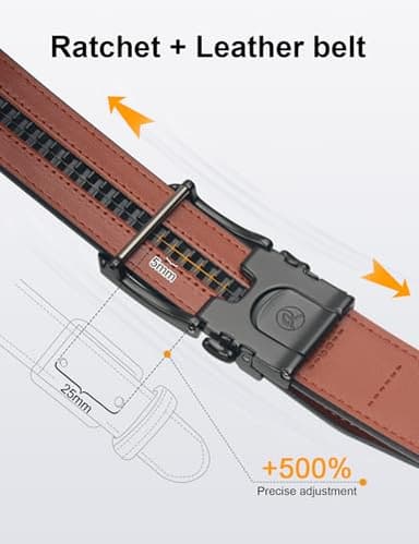 JUKMO 1.5" (38mm) Leather Ratchet Belt for Men in Gift Box (Black, X-Large) - Image 3