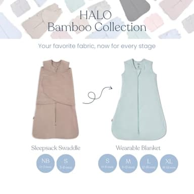 HALO SleepSack SuperSoft Swaddle, Cozy Bamboo Viscose, 3-Way Adjustable Swaddle, 2 Way Zipper, 2 TOG, 0-3 Months, Newborn (Pack of 1), Calm Sage - Image 5