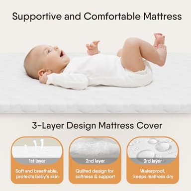 Baby Bassinet Bedside Crib, 3-in-1 Baby Bassinet Bedside Sleeper with Mattress and Soft, Breathable Sheet, Full-Mesh Sides, 6-Height Adjustable, Stable and Secure Crib for Newborns - Image 4