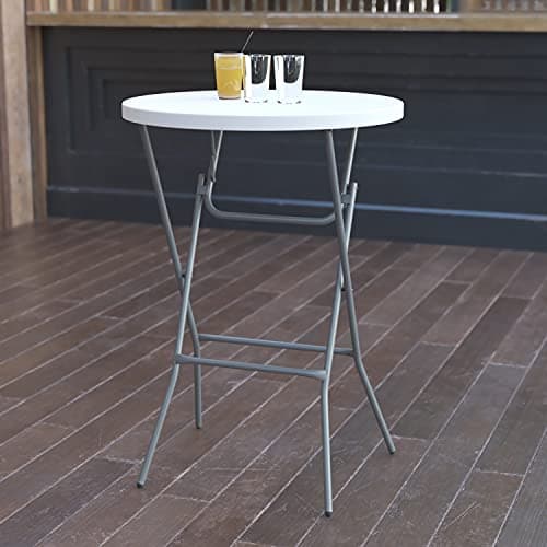 Flash Furniture 32" Round Folding Bar Height Tables for Parties and Commercial Events, Indoor/Outdoor Plastic Bar Height Folding Tables, Set of 4, White - Image 1